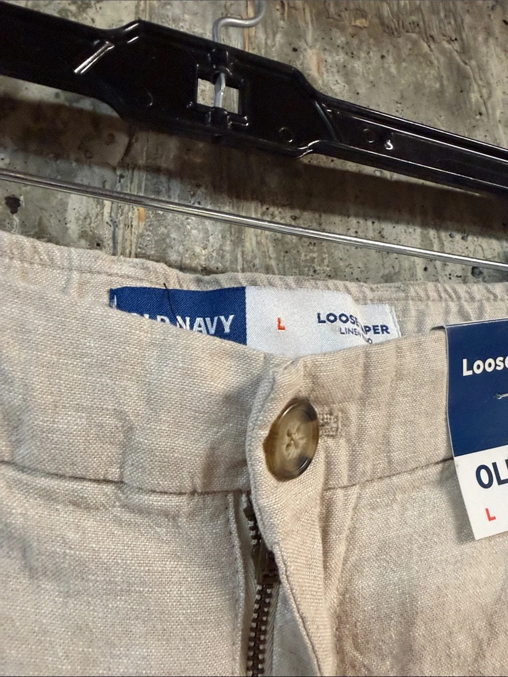 OLD NAVY Men's Loose Taper Linen-Blend Ankle Pants Size L In A Stone's Throw